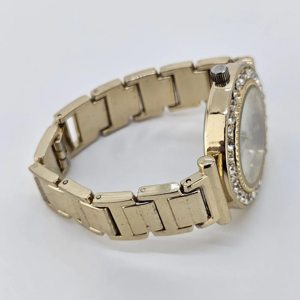 Women's Watch 34MM Gold Dial Crystal Bezel Gold Metal Bands 5